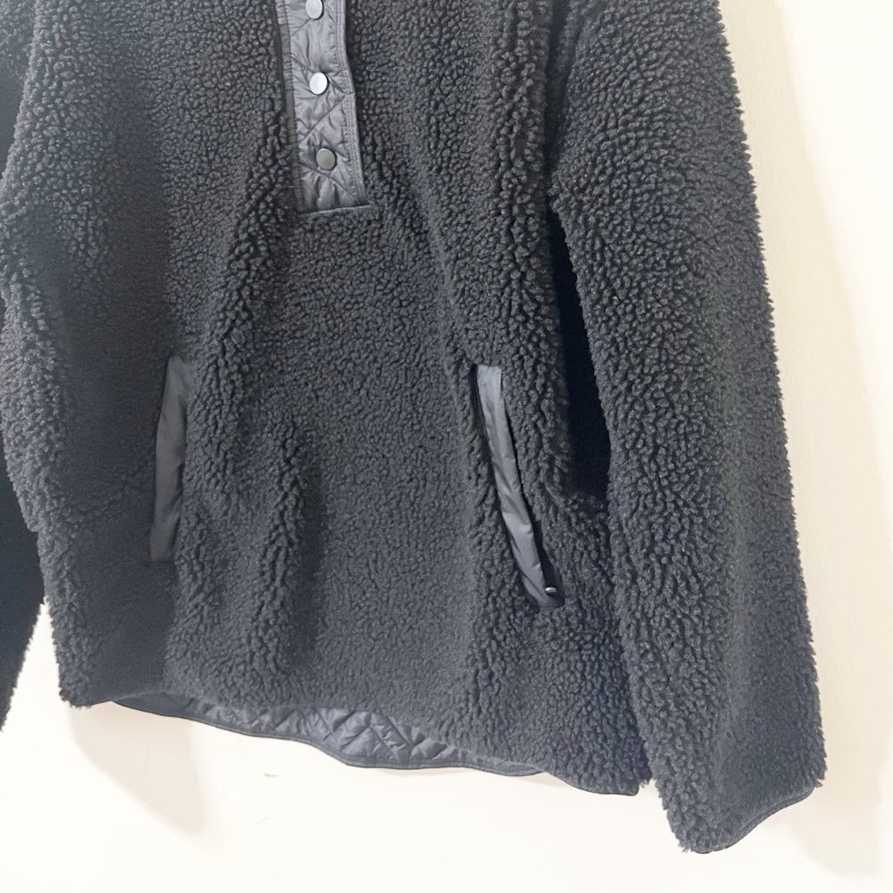 Athleta Cozy Sherpa Snap Sweatshirt Black Size Medium - Picture 7 of 14